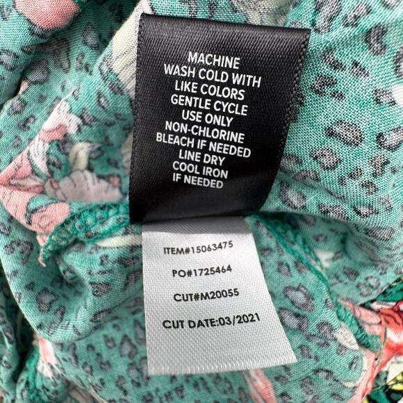 TORRID 3X Green Floral Leopard Print Midi Dress Sleeveless Tiered Ruffle Pockets - Picture 6 of 9
